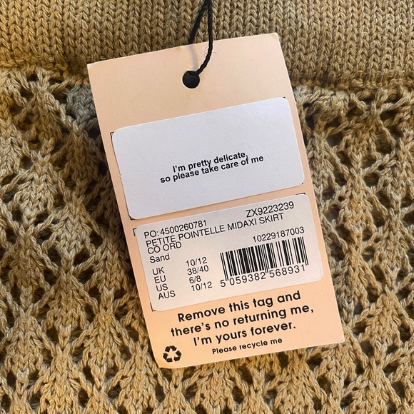 Missguided Pointelle Matching Set Tan Crotchet Crop Top & Skirt Size 6/8 petite - Picture 11 of 15